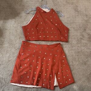 Skirt set 2 piece  grommets new faux suede large